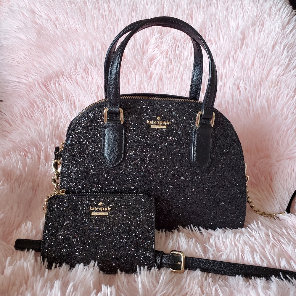 Kate Spade Black Glitter Purse and Cardholder